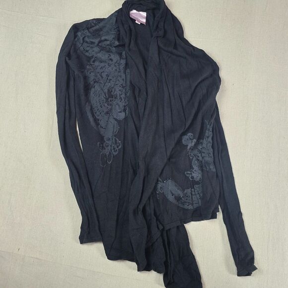 Romeo & Juliet Couture Women's Large Graphic Cardigan Sweater Size Small - Picture 6 of 12